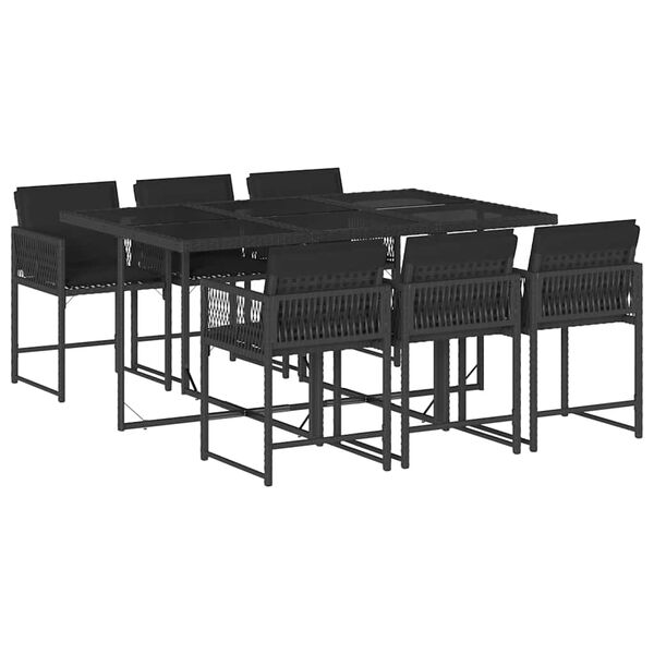 vidaXL Garden Dining Set Black PE Rattan 6-seater Foldable