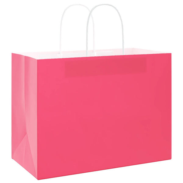 vidaXL Paper Bags 250 pcs with Handles Pink 32x17x25 cm