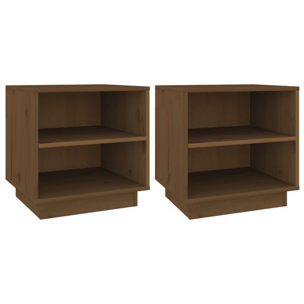 vidaXL Bedside Cabinets 2 pcs Honey Brown 15.7x13.4x15.7" Solid Wood Pine