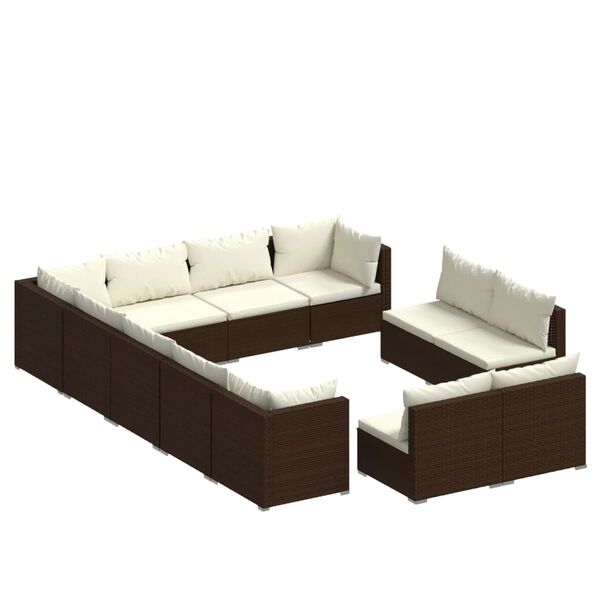 vidaXL Garden Lounge Set Brown PE rattan Large Seats Many