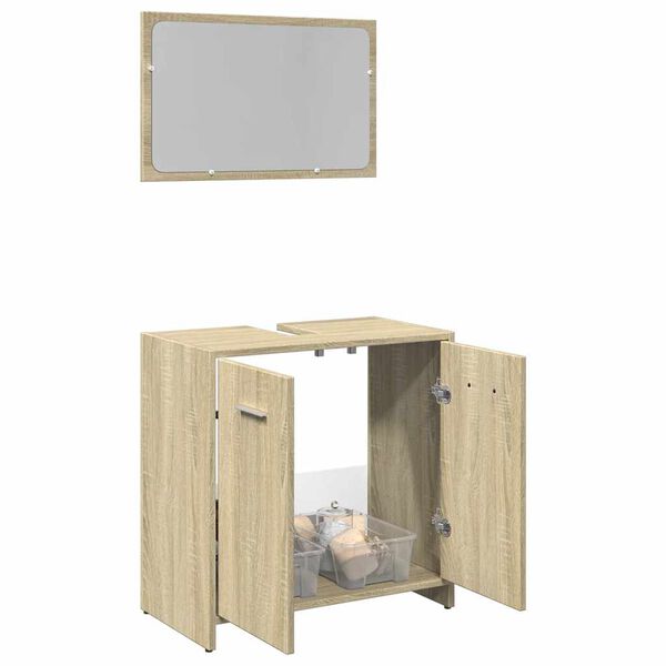 vidaXL Bathroom Furniture Set Sonoma Oak Engineered Wood Medium