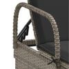 vidaXL Sun Lounger Grey PE rattan Large Adjustable Armrests