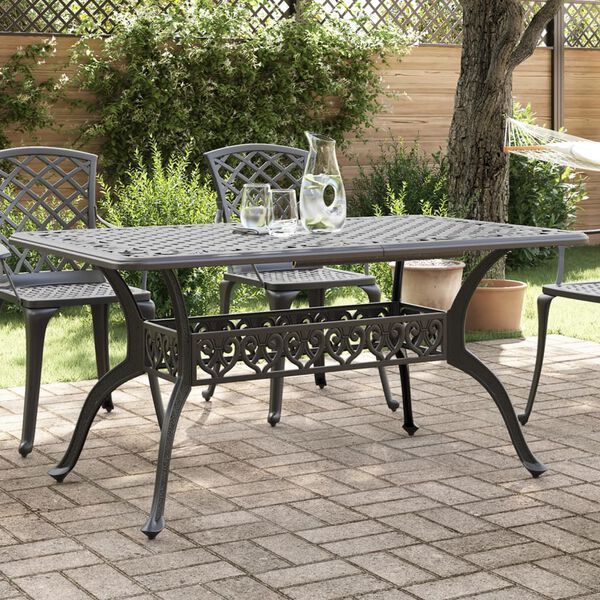 vidaXL Garden Table Black Cast Aluminum Large Durable Garden Table