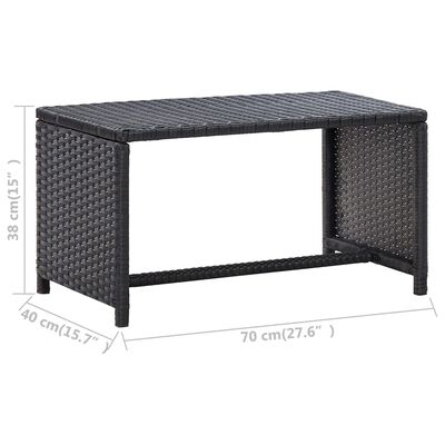 vidaXL Coffee Table Black 27.6"x15.7"x15" Poly Rattan