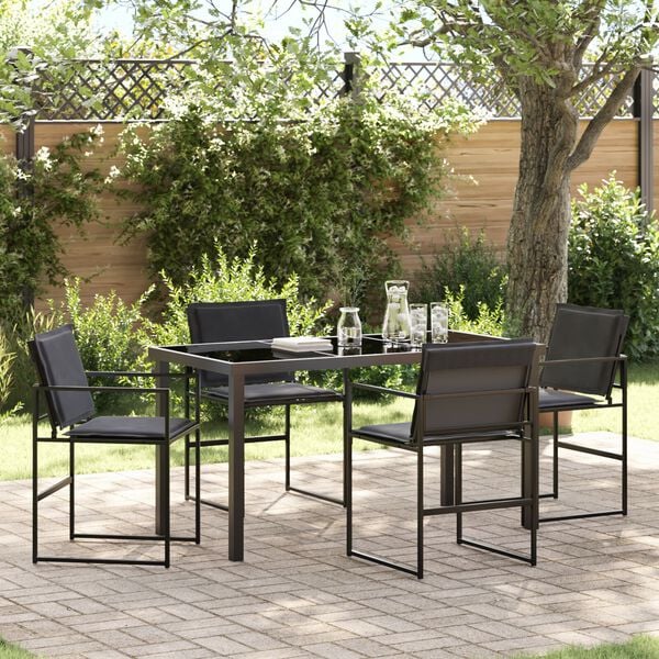 vidaXL Garden Dining Set Folding 5 pcs Black Textilene and steel