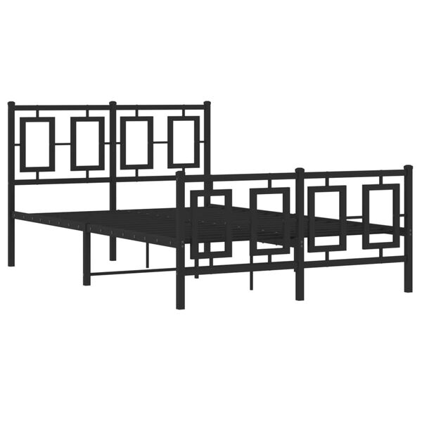 vidaXL Bed Frame Black Powder-Coated Steel Small Double Bed Frame