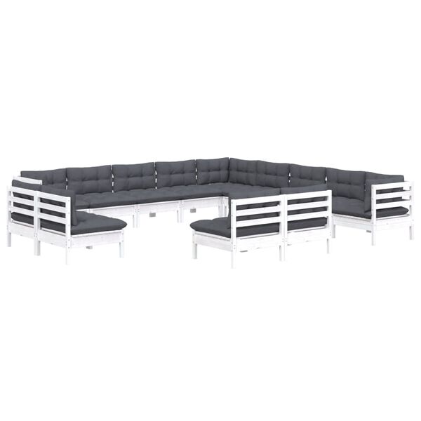 vidaXL Garden Lounge Set White, Anthracite