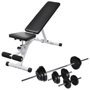 vidaXL Workout Bench with Barbell and Dumbbell Set 67.2 lb (90484+90377)