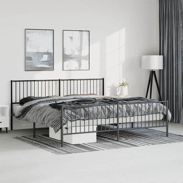 vidaXL Bed Frame Black Steel 76 x 80 in Rectangular Durable