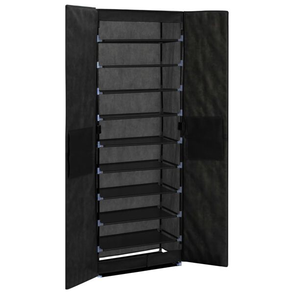 vidaXL Shoe Cabinet Black Powder coated tubes, Non-woven fabric Large