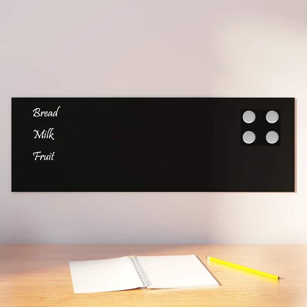 vidaXL Wall-mounted Magnetic Board Black 23.6"x7.9" Tempered Glass