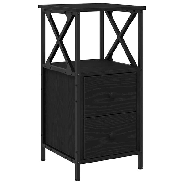 vidaXL Bedside Cabinet with Drawer Black Oak 13.39 x 13.98 x 27.56 in
