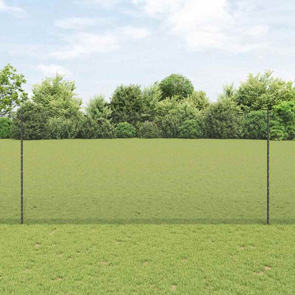 vidaXL Fence with Post Grey 4.59 x 32.81 ft Steel and PVC