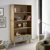 vidaXL Bookcase Brown and Gray Solid Pine Wood, Engineered Wood Medium