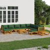 vidaXL Garden Lounge Set Natural Wood, Green Solid Acacia wood, Polyester