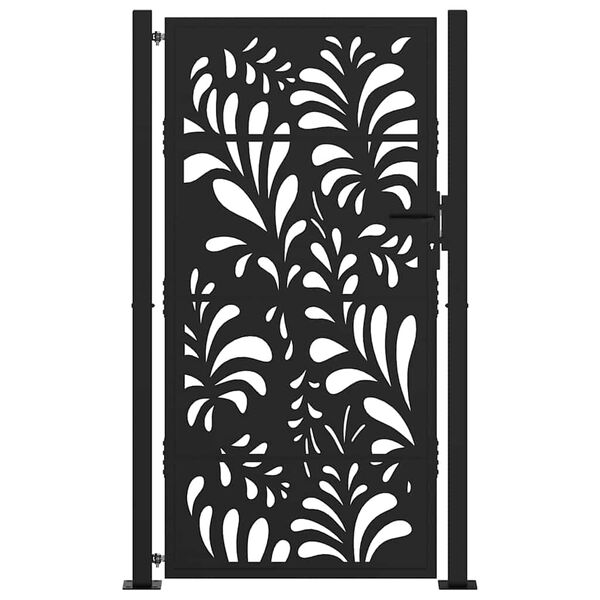 vidaXL Garden Gate Black 39.4x68.9" Steel Wave  Design