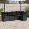 vidaXL Garden Sofa Set Black PE rattan, powder-coated steel, 100% polyester