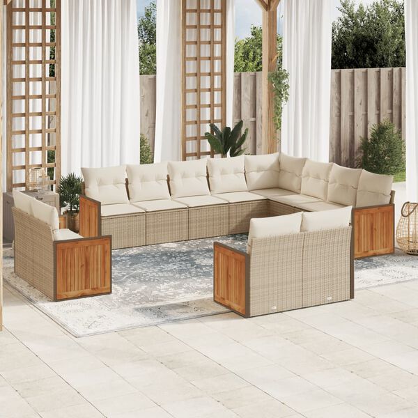 vidaXL Garden Sofa Set Beige, Cream White