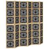 vidaXL Room Divider 6 Panels Brown and Black Solid Wood Paulownia