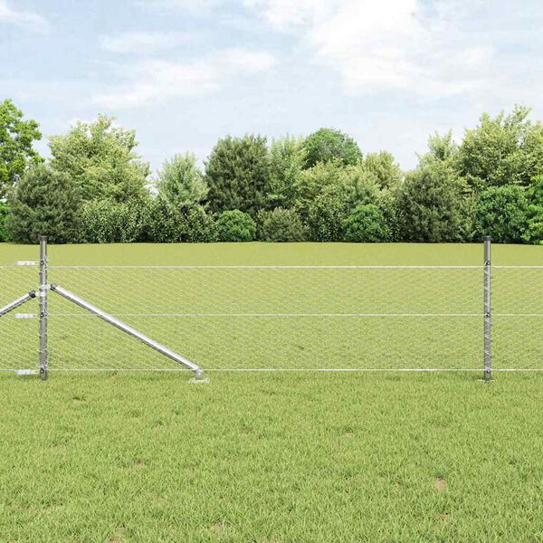 vidaXL Fence Post Silver 82.02 x 1.64 ft (0.98 in mesh) Steel