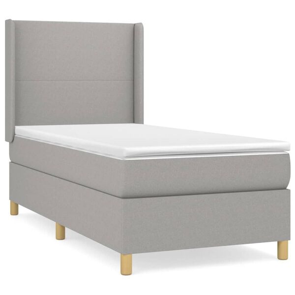 vidaXL Box Spring Bed with Mattress Light Gray 39.4"x79.9" Twin XL Fabric
