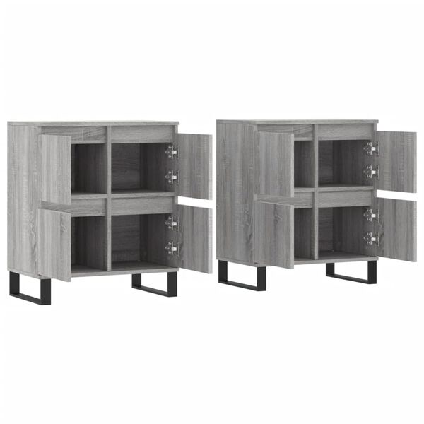 vidaXL Sideboard Set of 2 Grey Sonoma Engineered wood Medium Sideboard