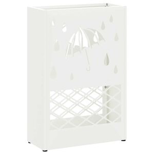 vidaXL Umbrella Stand with Storage White 11.02 x 4.72 x 16.14 in Steel