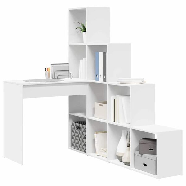vidaXL Corner Desk White 39.96 x 58.86 x 58.86 in Engineered Wood