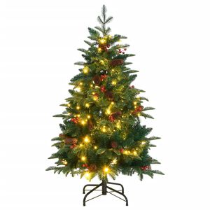 vidaXL Artificial Hinged Christmas Tree Green, Warm White PVC, PE, Iron