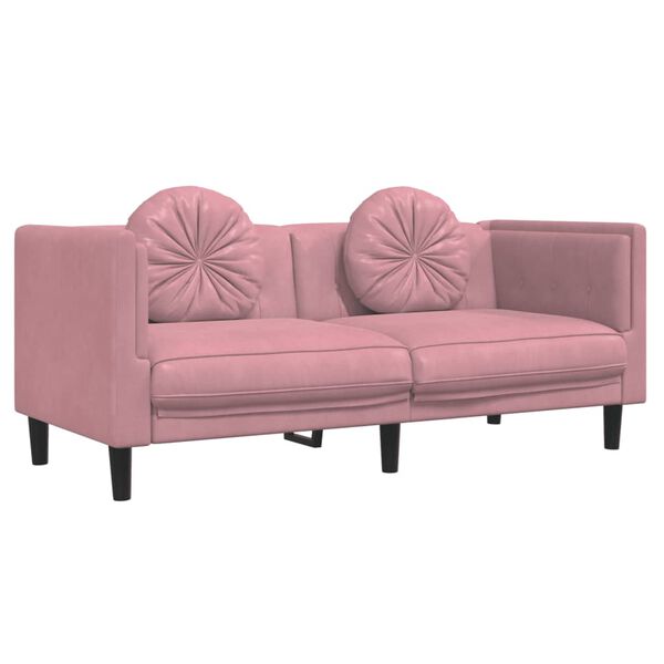 vidaXL Sofa Set Pink Velvet (100% polyester), plywood, solid wood Medium