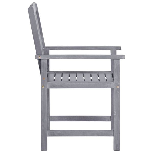 vidaXL Garden Chair Set of 4 Grey Solid Acacia wood Standard Durable