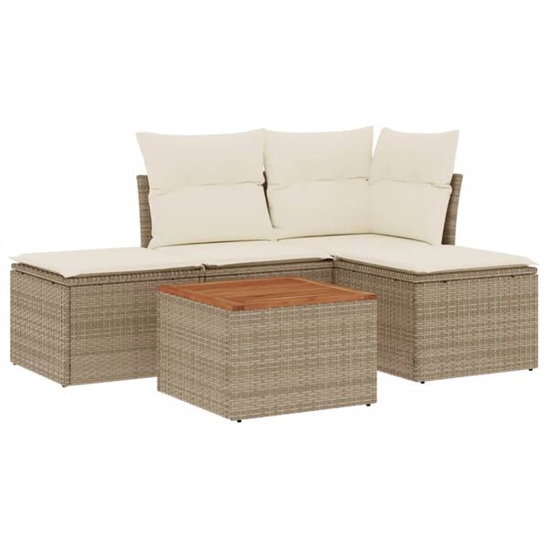 vidaXL Garden Sofa Set Beige, Cream, Brown