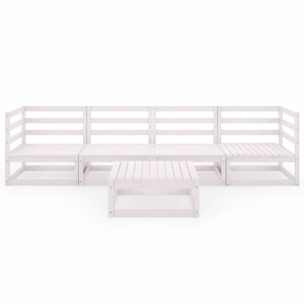 vidaXL Garden Lounge Set White Solid Pine Wood Standard Modular