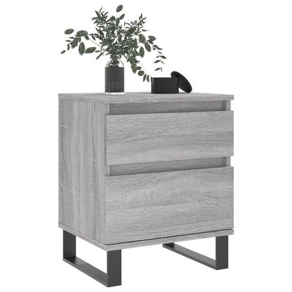 vidaXL Bedside Cabinet Set of 2 Grey Sonoma Engineered Wood, Metal