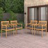 vidaXL Patio Garden Chair Set of 4 Gray Teak Wood Standard Durable