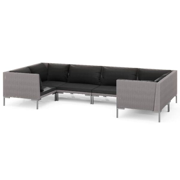 vidaXL Garden Lounge Set Dark grey Powder-coated steel Large