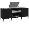 vidaXL Record Cabinet Black Engineered wood, metal Medium Record Cabinet