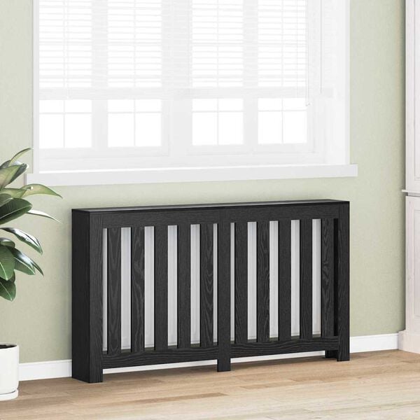 vidaXL Radiator Cover Black Oak 58.66 x 7.87 x 32.28 in