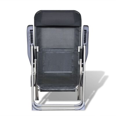 vidaXL Folding Patio Chairs 2 pcs Aluminum and Textilene Gray