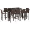 vidaXL Garden Bar Set Brown PE Rattan Large Footrest Garden Bar Set