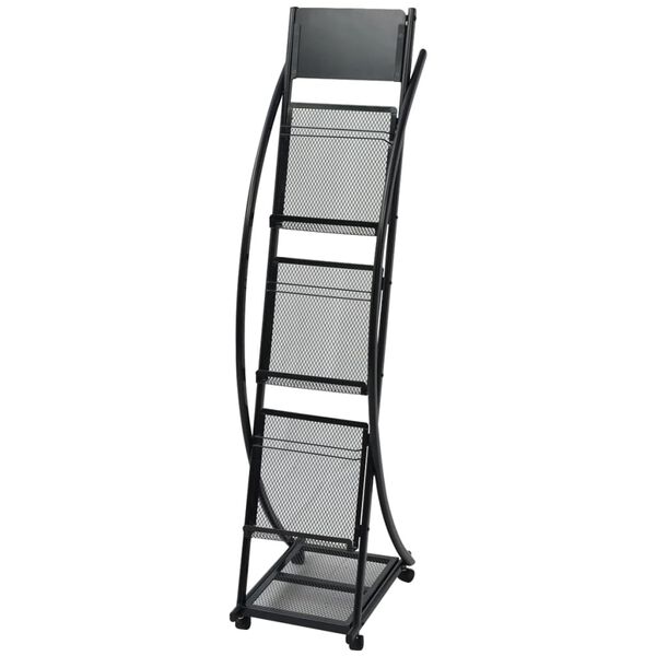 vidaXL Magazine Rack Black Steel frame and MDF board Large Portable