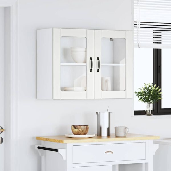vidaXL Kitchen Wall Cabinet White Engineered wood and glass