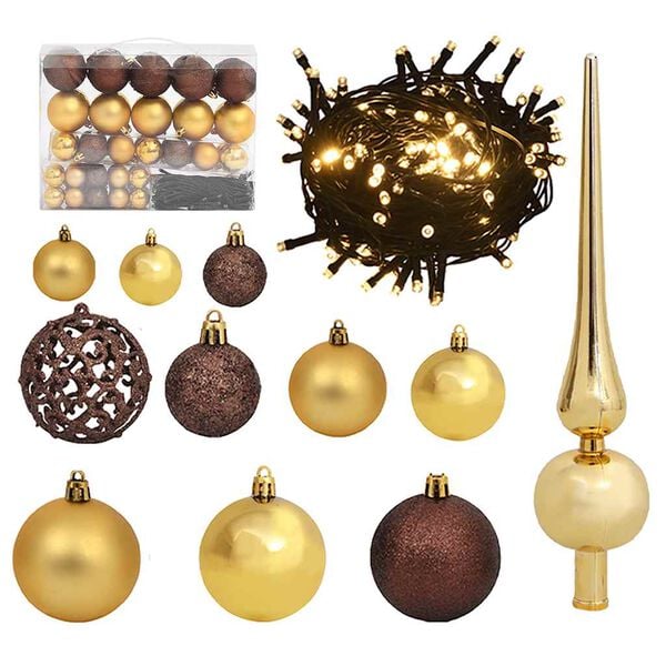 vidaXL Christmas Ball Set Set of 61 Shiny gold, matte gold, bronze