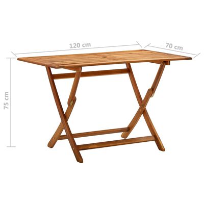 vidaXL Folding Patio Table 47.2"x27.6"x29.5" Solid Wood Acacia