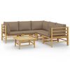 vidaXL Garden Lounge Set Taupe Bamboo, Polyester Standard Modular