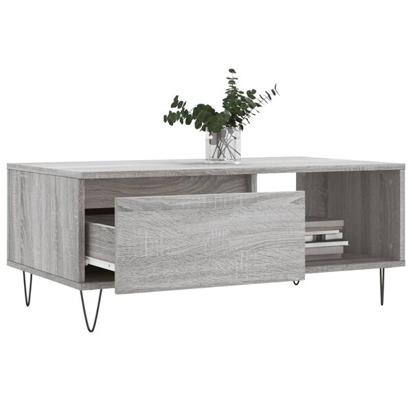 vidaXL Coffee Table Grey Sonoma Engineered wood, Metal 35.4x19.7x14.4 in