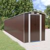 vidaXL Garden Shed Dark Brown Galvanized Steel 75.6 x 402.3 x 87.8 in