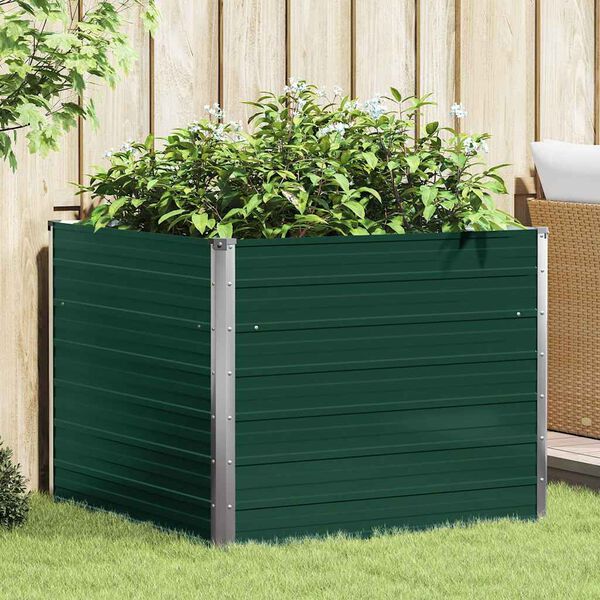 vidaXL Raised Garden Bed Green Galvanized Steel Large Durable