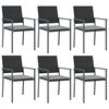 vidaXL 7 Piece Patio Dining Set with Cushions Poly Rattan and Steel
