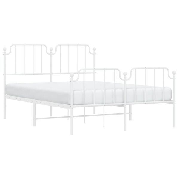 vidaXL Bed Frame White Powder-Coated Steel 55.1 x 74.8 in Bed Frame